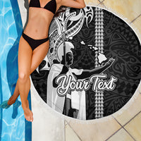 Custom Hawaii Oahu Island Beach Blanket Hawaiian King and Kakau Symbols Abstract Shoulder Tattoo LT03 - Wonder Print Shop