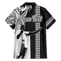 Custom Hawaii Oahu Island Family Matching Off Shoulder Long Sleeve Dress and Hawaiian Shirt Hawaiian King and Kakau Symbols Abstract Shoulder Tattoo LT03 - Polynesian Pride
