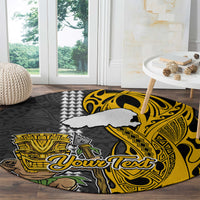 Custom Hawaii Kahoolawe Island Round Carpet Hawaiian Warrior and Kakau Symbols Abstract Tattoo LT03 - Polynesian Pride