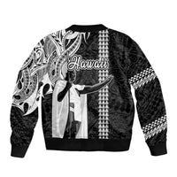 Hawaii Kahoolawe Island Sleeve Zip Bomber Jacket Hawaiian King and Kakau Symbols Abstract Shoulder Tattoo LT03 - Polynesian Pride