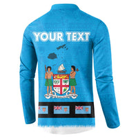 Fiji Merry Christmas Button Sweatshirt Santa Suit Style With Tapa Tribal Pattern