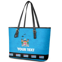 Fiji Merry Christmas Leather Tote Bag Santa Suit Style With Tapa Tribal Pattern LT03 - Polynesian Pride