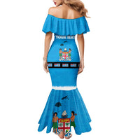 Fiji Merry Christmas Mermaid Dress Santa Suit Style With Tapa Tribal Pattern LT03 - Polynesian Pride
