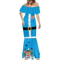 Fiji Merry Christmas Mermaid Dress Santa Suit Style With Tapa Tribal Pattern LT03 - Polynesian Pride