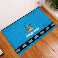 Fiji Merry Christmas Rubber Doormat Santa Suit Style With Tapa Tribal Pattern LT03 - Polynesian Pride