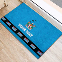 Fiji Merry Christmas Rubber Doormat Santa Suit Style With Tapa Tribal Pattern LT03 - Polynesian Pride