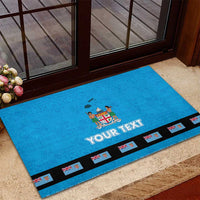Fiji Merry Christmas Rubber Doormat Santa Suit Style With Tapa Tribal Pattern LT03 - Polynesian Pride