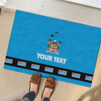 Fiji Merry Christmas Rubber Doormat Santa Suit Style With Tapa Tribal Pattern LT03 - Polynesian Pride