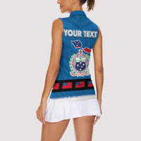 Samoa Merry Christmas Women Sleeveless Polo Shirt Santa Suit Style With Tatau Tattoo Pattern LT03 - Polynesian Pride
