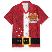 Papua New Guinea Merry Christmas Family Matching Summer Maxi Dress and Hawaiian Shirt Santa Suit Style With Melanesian Pattern LT03 Dad's Shirt - Short Sleeve Red - Polynesian Pride
