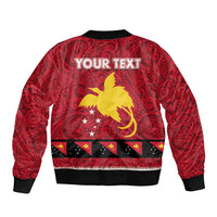 Papua New Guinea Merry Christmas Sleeve Zip Bomber Jacket Santa Suit Style With Melanesian Pattern