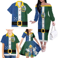 Solomon Islands Merry Christmas Family Matching Off The Shoulder Long Sleeve Dress and Hawaiian Shirt Santa Suit Style With Melanesian Pattern