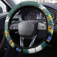 Solomon Islands Merry Christmas Steering Wheel Cover Santa Suit Style With Melanesian Pattern