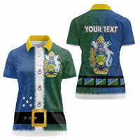 Solomon Islands Merry Christmas Women Polo Shirt Santa Suit Style With Melanesian Pattern LT03 - Polynesian Pride