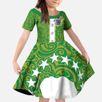 Cook Islands Merry Christmas Family Matching Off The Shoulder Long Sleeve Dress and Hawaiian Shirt Santa Suit Style With Polynesian Pattern LT03 Daughter's Dress Green - Polynesian Pride