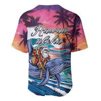 Hawaiian Mele Kalikimaka Baseball Jersey Santa Claus Driving The Whale with Sunset Ocean Landscape