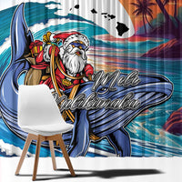 Hawaiian Mele Kalikimaka Window Curtain Santa Claus Driving The Whale with Sunset Ocean Landscape