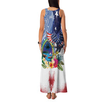 Guam and United States Together Family Matching Tank Maxi Dress and Hawaiian Shirt Bald Eagle and Guam Seal with Flower and Tribal Tattoos - Polynesian Pride