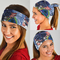 Guam and United States Together Neck Gaiter Bald Eagle and Guam Seal with Flower and Tribal Tattoos - Polynesian Pride
