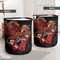 Guam Tribal Chamorro Laundry Basket Polynesian Shark with Plumeria and Sea Vibe - Polynesian Pride
