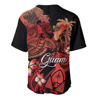 Guam Tribal Chamorro Baseball Jersey Polynesian Shark with Plumeria and Sea Vibe - Polynesian Pride