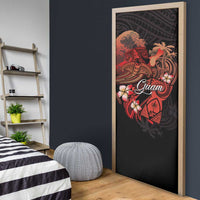 Guam Tribal Chamorro Door Cover Polynesian Shark with Plumeria and Sea Vibe - Polynesian Pride