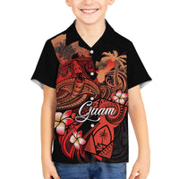 Guam Tribal Chamorro Family Matching Off The Shoulder Long Sleeve Dress and Hawaiian Shirt Polynesian Shark with Plumeria and Sea Vibe - Polynesian Pride