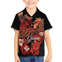 Guam Tribal Chamorro Family Matching Off The Shoulder Long Sleeve Dress and Hawaiian Shirt Polynesian Shark with Plumeria and Sea Vibe - Polynesian Pride