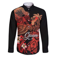 Guam Tribal Chamorro Family Matching Short Sleeve Bodycon Dress and Hawaiian Shirt Polynesian Shark with Plumeria and Sea Vibe - Polynesian Pride