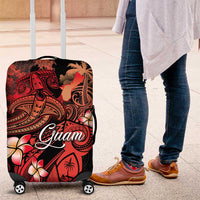 Guam Tribal Chamorro Luggage Cover Polynesian Shark with Plumeria and Sea Vibe - Polynesian Pride