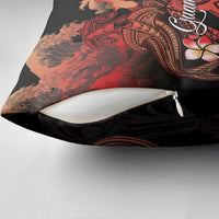 Guam Tribal Chamorro Pillow Cover Polynesian Shark with Plumeria and Sea Vibe - Polynesian Pride
