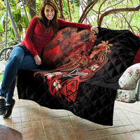 Guam Tribal Chamorro Quilt Polynesian Shark with Plumeria and Sea Vibe - Polynesian Pride