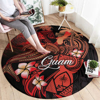 Guam Tribal Chamorro Round Carpet Polynesian Shark with Plumeria and Sea Vibe - Polynesian Pride