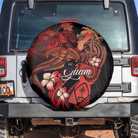 Guam Tribal Chamorro Spare Tire Cover Polynesian Shark with Plumeria and Sea Vibe - Polynesian Pride