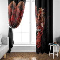 Guam Tribal Chamorro Window Curtain Polynesian Shark with Plumeria and Sea Vibe - Polynesian Pride