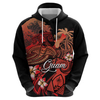 Guam Tribal Chamorro Zip Hoodie Polynesian Shark with Plumeria and Sea Vibe - Polynesian Pride