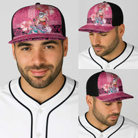 Hawaii Mele Kalikimaka Baseball Net Cap Funny Santa with Tribal Tattoos Kakau Pink Color - Polynesian Pride