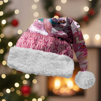 Hawaii Mele Kalikimaka Christmas Santa Hat Funny Santa with Tribal Tattoos Kakau Pink Color - Polynesian Pride