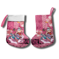 Hawaii Mele Kalikimaka Christmas Stocking Funny Santa with Tribal Tattoos Kakau Pink Color - Polynesian Pride