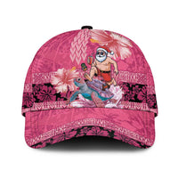 Hawaii Mele Kalikimaka Classic Cap Funny Santa with Tribal Tattoos Kakau Pink Color LT03 Universal Fit Pink - Polynesian Pride
