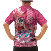 Hawaii Mele Kalikimaka Family Matching Mermaid Dress and Hawaiian Shirt Funny Santa with Tribal Tattoos Kakau Pink Color LT03 - Polynesian Pride