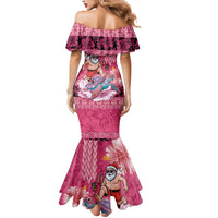 Hawaii Mele Kalikimaka Mermaid Dress Funny Santa with Tribal Tattoos Kakau Pink Color - Polynesian Pride