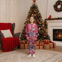 Hawaii Mele Kalikimaka Christmas Pajama Set Funny Santa with Tribal Tattoos Kakau Pink Color - Polynesian Pride