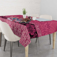 Hawaii Mele Kalikimaka Tablecloth Funny Santa with Tribal Tattoos Kakau Pink Color - Polynesian Pride