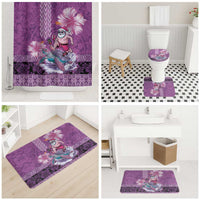 Hawaii Mele Kalikimaka Bathroom Set Funny Santa with Tribal Tattoos Kakau Purple Color - Polynesian Pride