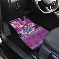 Hawaii Mele Kalikimaka Car Mats Funny Santa with Tribal Tattoos Kakau Purple Color - Polynesian Pride
