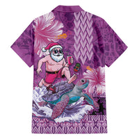 Hawaii Mele Kalikimaka Family Matching Summer Maxi Dress and Hawaiian Shirt Funny Santa with Tribal Tattoos Kakau Purple Color LT03 - Polynesian Pride