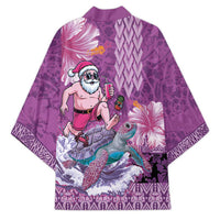 Hawaii Mele Kalikimaka Kimono Funny Santa with Tribal Tattoos Kakau Purple Color - Polynesian Pride
