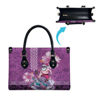 Hawaii Mele Kalikimaka Leather Bag Funny Santa with Tribal Tattoos Kakau Purple Color - Polynesian Pride