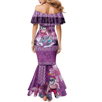 Hawaii Mele Kalikimaka Mermaid Dress Funny Santa with Tribal Tattoos Kakau Purple Color - Polynesian Pride